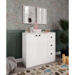 Cabinse Neva Mdf 2 Kapaklı 3 Çekmeceli Çok Amaçlı Dolap Banyo, Oyuncak Dolabı, Mutfak, Kahve Köşesi ,çocuk Elbise Dolabı -Soft Beyaz,sertifikalı Malzeme