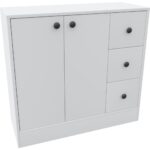 Cabinse Neva Mdf 2 Kapaklı 3 Çekmeceli Çok Amaçlı Dolap Banyo, Oyuncak Dolabı, Mutfak, Kahve Köşesi ,çocuk Elbise Dolabı -Soft Beyaz,sertifikalı Malzeme - Görsel 4