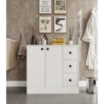 Cabinse Neva Mdf 2 Kapaklı 3 Çekmeceli Çok Amaçlı Dolap Banyo Dolabı Soft Beyaz