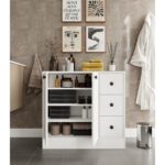 Cabinse Neva Mdf 2 Kapaklı 3 Çekmeceli Çok Amaçlı Dolap Banyo Dolabı Soft Beyaz - Görsel 2