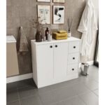 Cabinse Neva Mdf 2 Kapaklı 3 Çekmeceli Çok Amaçlı Dolap Banyo Dolabı Soft Beyaz - Görsel 3