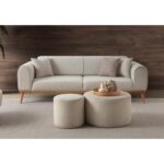 Edsy Home Rebul 3'lü Koltuk Krem