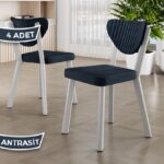 Canisa Exve Serisi 80 x 132 Açılabilir Beyaz Masa Takımı ve 6 Antrasit Sandalye - Görsel 4