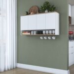 Rani JE198 Kahve Köşesi Çok Amaçlı Dolap Üst Modül Mutfak Rafı Beyaz - Sepet Ceviz