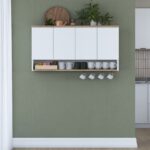 Rani JE198 Kahve Köşesi Çok Amaçlı Dolap Üst Modül Mutfak Rafı Beyaz - Sepet Ceviz - Görsel 3