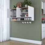 Rani JE198 Kahve Köşesi Çok Amaçlı Dolap Üst Modül Mutfak Rafı Beyaz - Sepet Ceviz - Görsel 5