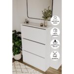 Dewoody Düşer Kapak Ayakkabılık 3 Bölmeli Ayakkabılık Duvara Montajlanabilir