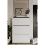 Dewoody Düşer Kapak Ayakkabılık 3 Bölmeli Ayakkabılık Duvara Montajlanabilir - Görsel 2