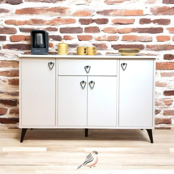 Serçe Design 4 Kapaklı Çekmeceli Kahve Köşesi Dolabı Mutfak Dolabı Konsol