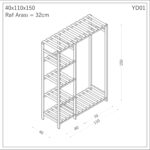 Ahşap Gardırop, Masif Ahşap Dolap, Açık Dolap (110X40X150) - Görsel 3