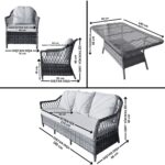 Monalin Home Garden I Lizbon 5'li Oturma Takımı (3-1-1-Masa) (Kahverengi) I Rattan El Örgüsü Bahçe Mobilyası - Görsel 3