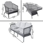 Monalin Home Garden Miami 5 Kişilik(3-1-1-Masa) Rattan Örgü Bahçe & Balkon & Teras Oturma Grubu Minderli & Camlı & Masalı Takım - Görsel 3