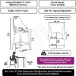 Canisa Concept Tera Serisi, Mutfak Bar Sandalyesi,  Babyface Kumaş, Siyah Metal Ayak 2 Adet Sandalye - Görsel 3