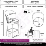 Canisa Concept Alte Serisi Mutfak  Bar Sandalyesi  Babyface Kumaş Beyaz Metal Ayak 1 Adet Sandalye - Görsel 2