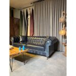 Limon Koltuk Suni Deri Pull-Up Chester Koltuk ( Lacivert)