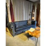 Limon Koltuk Suni Deri Pull-Up Chester Koltuk ( Lacivert) - Görsel 3