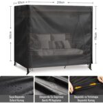 Haegs Bahçe Salıncak Koruma Örtüsü Üç Kişilik Tenteli Bahçe Salıncağı Kılıfı 210 x 125 x 170 cm  Siyah - Görsel 2