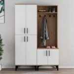 Ferniso Mobilya Portmanto+Ayakkabılık Ceviz-Beyaz - Görsel 2