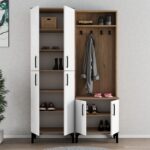 Ferniso Mobilya Portmanto+Ayakkabılık Ceviz-Beyaz - Görsel 3