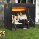 Haegs Bahçe Salıncak Koruma Örtüsü Üç Kişilik Tenteli Bahçe Salıncağı Kılıfı 210 x 125 x 170 cm  Siyah - Görsel 6