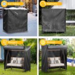 Haegs Bahçe Salıncak Koruma Örtüsü Üç Kişilik Tenteli Bahçe Salıncağı Kılıfı 210 x 125 x 170 cm  Siyah - Görsel 8