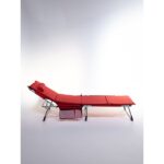 Sırt Ayarlı Katlanır Yastıklı Minderli Çanta Bölmeli Lüks Şezlong-Kırmızı