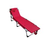 Sırt Ayarlı Katlanır Yastıklı Minderli Çanta Bölmeli Lüks Şezlong-Kırmızı - Görsel 2