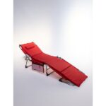 Sırt Ayarlı Katlanır Yastıklı Minderli Çanta Bölmeli Lüks Şezlong-Kırmızı - Görsel 3