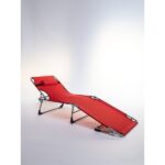 Ecm Proger Sırt Ayarlanabilir Katlanabilir Kademeli Yastıklı Lüks Şezlong-Kırmızı - Görsel 2