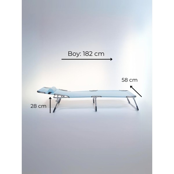 110000943696157.jpg Ecm Proger Sırt Ayarlanabilir Katlanabilir Kademeli Yastıklı Lüks Şezlong-Açık Mavi - Görsel 1