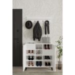 Decomob Albena 2 Kapaklı Ayakkabılık, Vestiyer, Portmanto, Askılık, 90  cm - Görsel 3