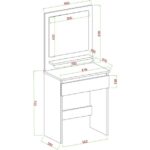 Lunara Makyaj Masası, Raflı, Çekmeceli, Aynalı, Beyaz - Görsel 4