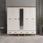 Comiet Pera 5 Kapaklı Aynalı Çekmeceli Mdf Gardırop