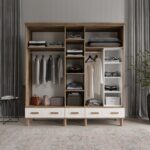 Comiet Pera 5 Kapaklı Aynalı Çekmeceli Mdf Gardırop - Görsel 3