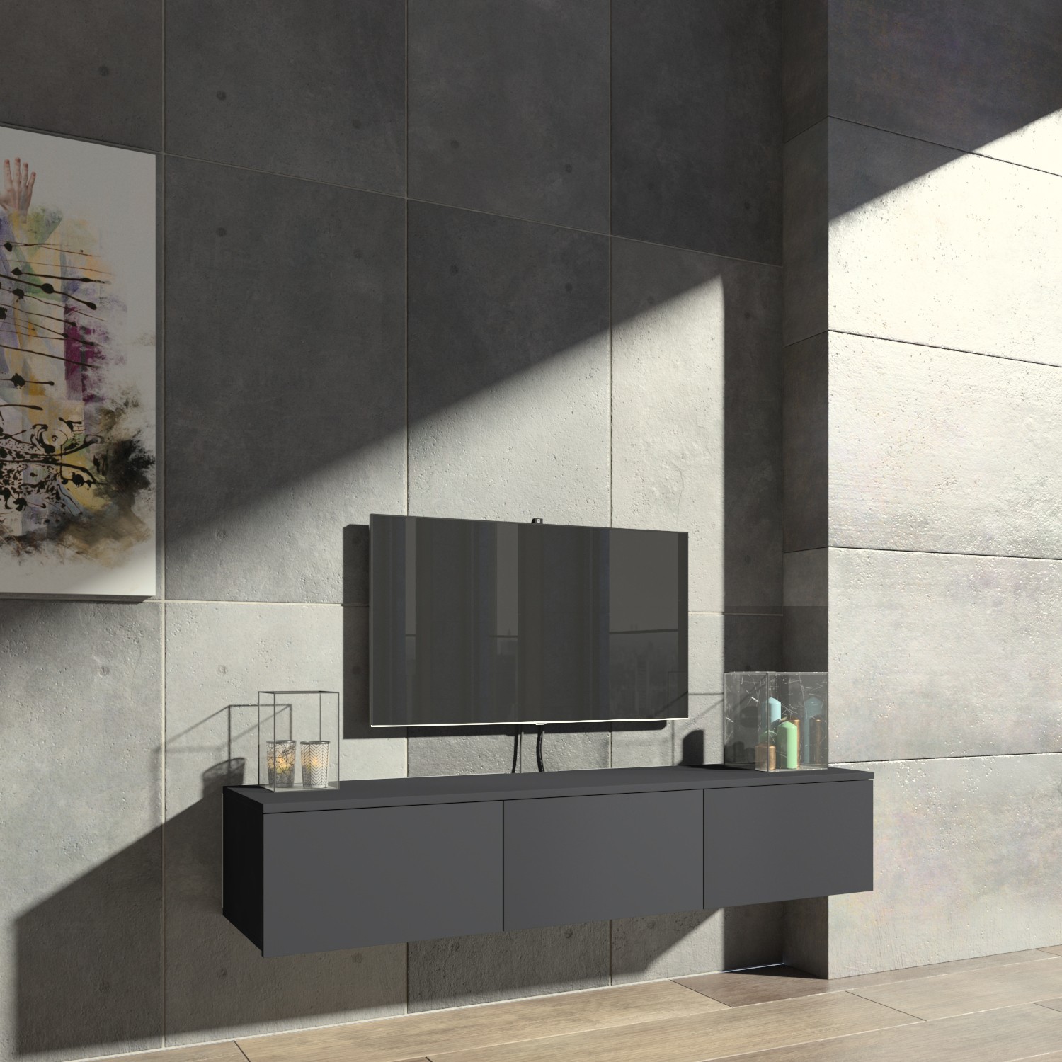 110000950217305.jpg Panti 139 Tv Sehpası Tv Ünitesi Antrasit - Görsel 1