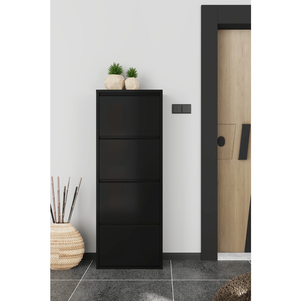 110000951346321.jpg Reyo Dörtlü Metal Ayakkabılık Siyah - Görsel 1