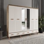 Comiet Pera 6 Kapaklı Aynalı Çekmeceli Mdf Gardırop - Görsel 2