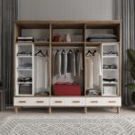 Comiet Pera 6 Kapaklı Aynalı Çekmeceli Mdf Gardırop - Görsel 3