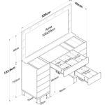 Rani BJ137 Hollywood Işıklı Aynalı Kulis Makyaj Masası Cam Tablalı 11 Çekmeceli Takı Düzenleyici Beyaz - Görsel 2