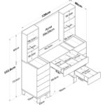 Rani BJ136 Makyaj Masası Cam Tablalı 11 Çekmeceli Raflı Aynalı Takı Düzenleyici Beyaz - Görsel 2
