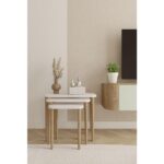 Wood Aria Kare Zigon Sehpa, 3lü Sehpa Seti, Zigon Sehpa,, Ahşap Ayaklı Zigon Sehpa - Görsel 2