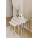 Wood Aria Kare Zigon Sehpa, 3lü Sehpa Seti, Zigon Sehpa,, Ahşap Ayaklı Zigon Sehpa