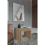 Wood Aria Puzzle Zigon Sehpa, 3lü Zigon Sehpa, Yan Sehpa, Oturma Odası