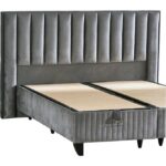 Niron Yatak Hades Lüks Baza ve Başlık Seti 160X200 cm Çift Kişilik Baza ve Başlık Takımı Koyu Gri Özel Kumaş - Görsel 5