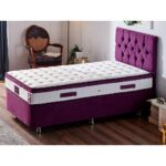 Niron Violet Yatak Seti 80x180 cm Tek Kişilik Yatak Baza Başlık Takımı - Orta Sert Yatak Mor Baza ve Başlığı