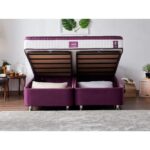 Niron Violet Baza ve Başlık Seti 180X200 cm Çift Kişilik Sandıklı Mor Kumaş Baza ve Başlığı - Görsel 2