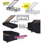 Niron Juliette 80x180 cm Tek Kişilik Yatak Baza Başlık Takımı - Siyah Kumaş Lüks Yatak Seti - Görsel 6