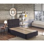 Niron Piano Lite Baza ve Başlık Seti 120x200 cm Tek Kişilik Siyah Metal Profil Baza ve Başlığı Silinebilir Soho Kumaş - Görsel 2