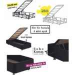 Niron Piano Lite Baza ve Başlık Seti 120x200 cm Tek Kişilik Siyah Metal Profil Baza ve Başlığı Silinebilir Soho Kumaş - Görsel 3