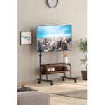 Frenli Tekerlekli Yükseklik Ayarlı Tv Duvar Paneli  Tv Standı Konsol Hareketli Televizyon Ünitesi